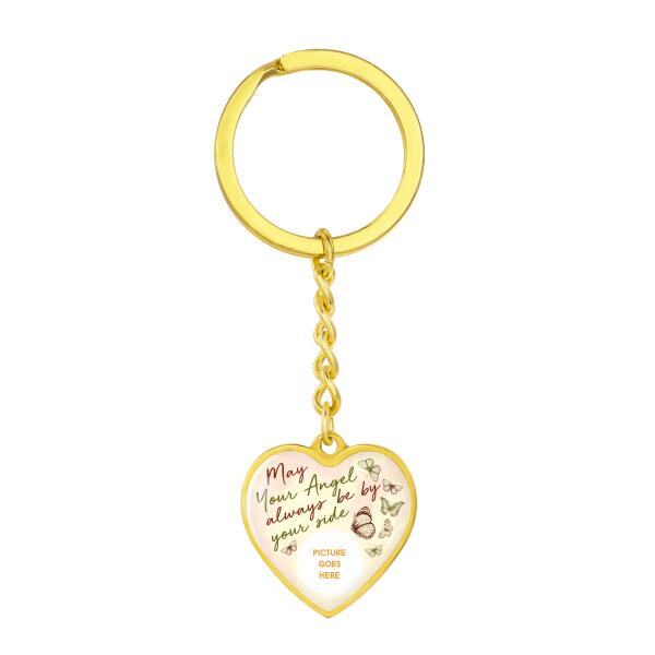 Custom Memorial Circle Keychain With Picture For Lost Loved Ones May Your Angel Keychain Yellow M490