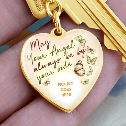 Custom Memorial Circle Keychain With Picture For Lost Loved Ones May Your Angel Keychain Yellow M490