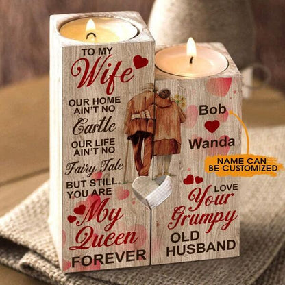 Personalized Valentine Wife Wood Candle Holder Our Home Aint No Castle For Wife Custom Family Gift F93