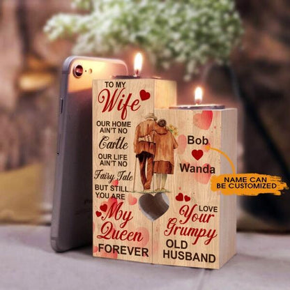 Personalized Valentine Wife Wood Candle Holder Our Home Aint No Castle For Wife Custom Family Gift F93