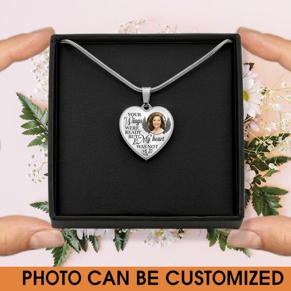 Personalized Memorial Heart Necklace Your Wings Were Ready For Mom Dad Grandma Daughter Son Custom Memorial Gift M489A