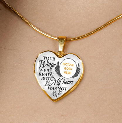 Personalized Memorial Heart Necklace Your Wings Were Ready For Mom Dad Grandma Daughter Son Custom Memorial Gift M489A