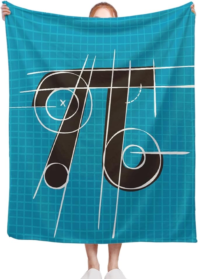 Pi Blanket Mathematic Pi Circle Pattern Blanket Blue