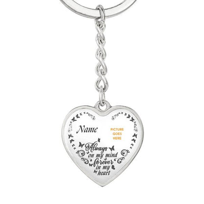 Custom Memorial Circle Keychain With Picture For Lost Loved Ones Always On My Mind Keychain White M57B