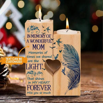 Custom Memorial Wood Candle Holder For Loss Of Mom Dad Someone Memories Of Times Candlestick Blue M503