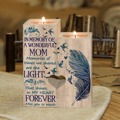 Custom Memorial Wood Candle Holder For Loss Of Mom Dad Someone Memories Of Times Candlestick Blue M503