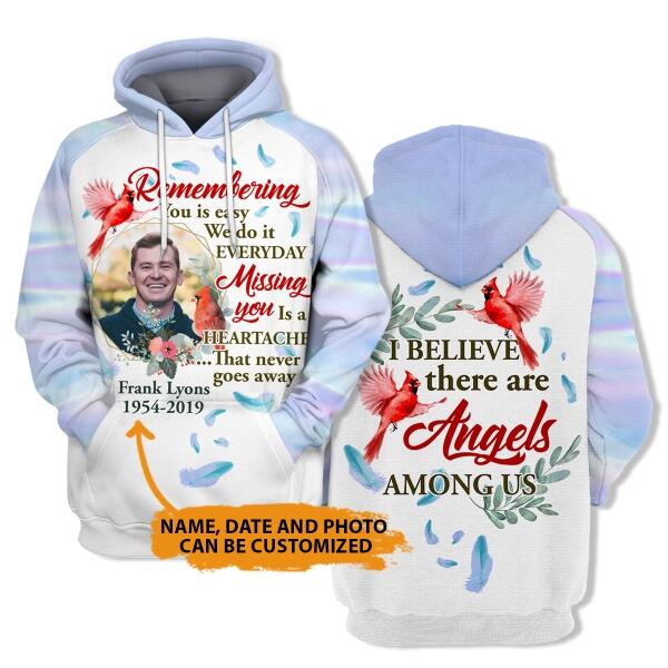 Personalized Memorial Hoodie Remembering You Is Easy For Mom, Dad, Grandpa, Son, Daughter Custom Memorial Gift M499