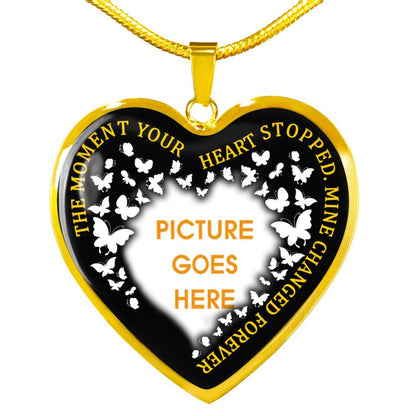 Personalized Memorial Heart Necklace Your Heart Stopped For Mom Dad Grandma Daughter Son Custom Memorial Gift M511