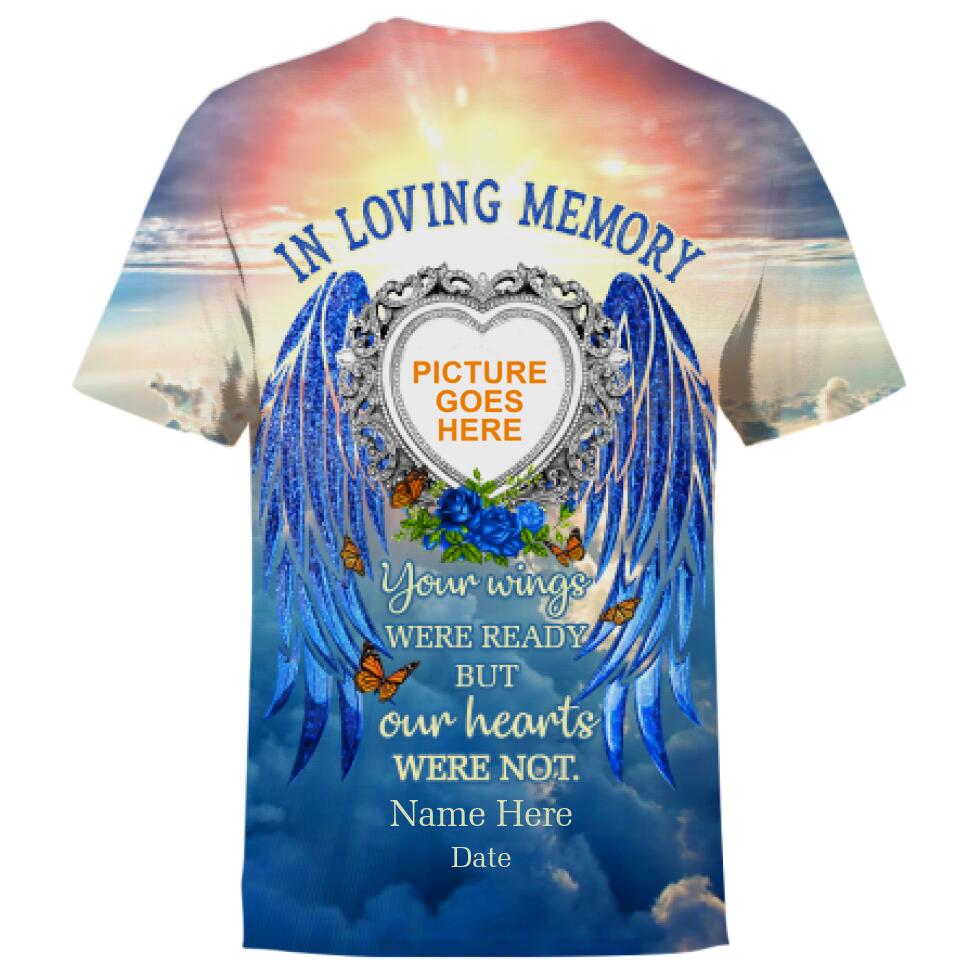 Unifinz Personalized Memorial Shirt Your Wings Were Ready In Loving Memory For Mom, Dad, Grandpa, Son, Daughter Custom Memorial Gift M163