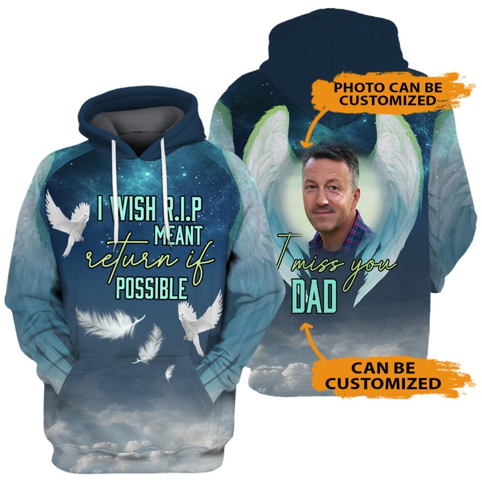 Personalized Memorial Hoodie I Wish Rip Meant Return For Mom, Dad, Grandpa, Son, Daughter Custom Memorial Gift M521