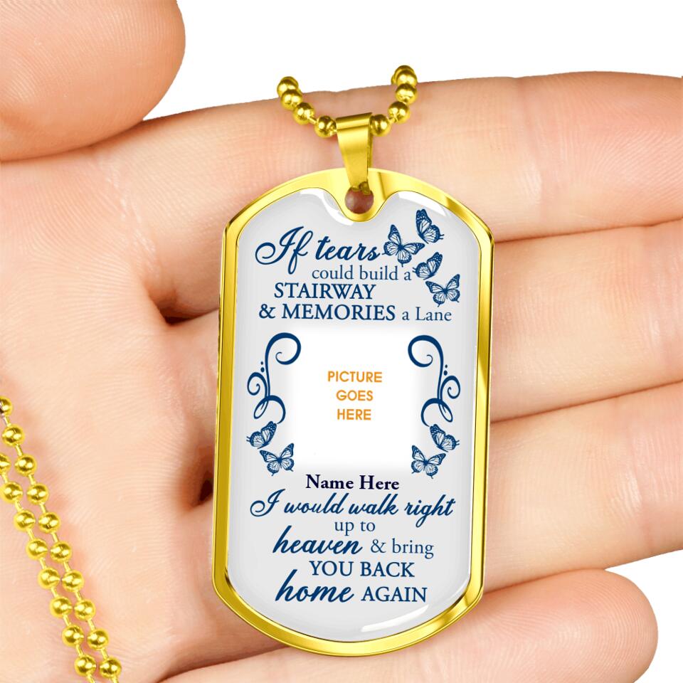 Personalized Memorial Military Dog Tag Pendant Id Tears Could Build Butterfly Dog Tag Pendant Custom Memorial Gift M525