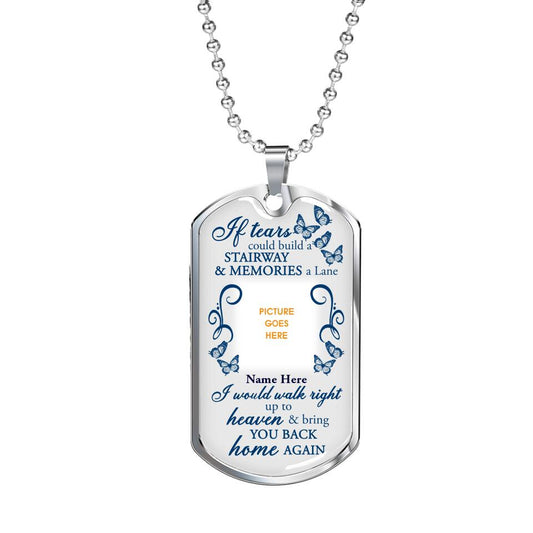 Personalized Memorial Military Dog Tag Pendant Id Tears Could Build Butterfly Dog Tag Pendant Custom Memorial Gift M525