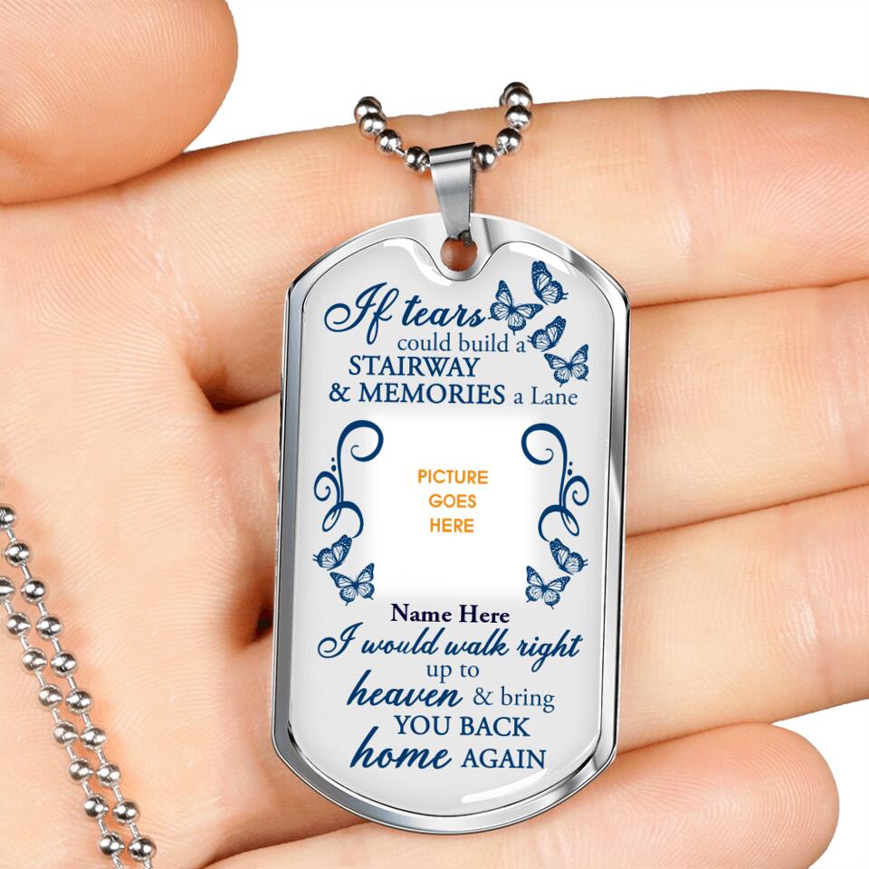 Personalized Memorial Military Dog Tag Pendant Id Tears Could Build Butterfly Dog Tag Pendant Custom Memorial Gift M525