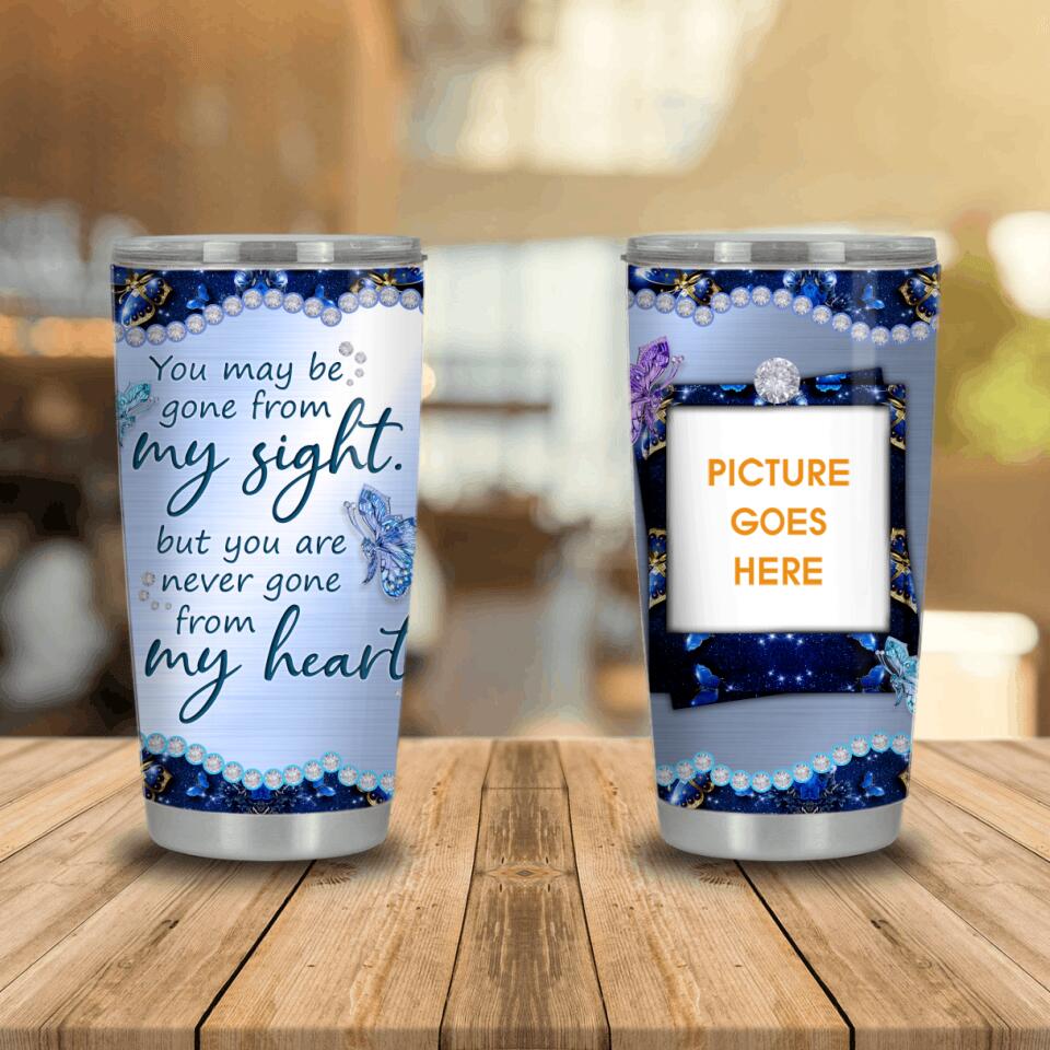 Personalized Memorial Tumbler For Loss Of Dad Mom Someone My Sight Butterfly Tumbler 20oz Photo Memorial Gift M510