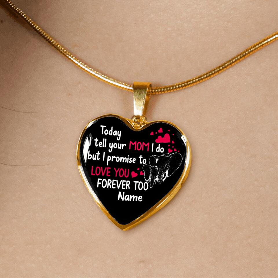 Personalized Daughter Heart Necklace To Day I Tell Your Mom I Do Gift Form Stepmom Stepdad Custom Family Gift F121