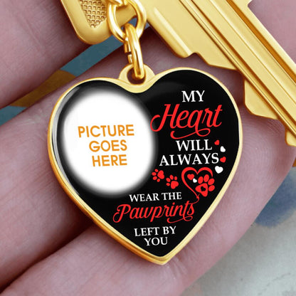 Personalized Memorial Heart Keychain My Heart Will Always Wear The Pawprints Left By You For Pet Custom Memorial Gift M532