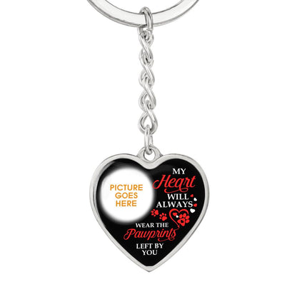 Personalized Memorial Heart Keychain My Heart Will Always Wear The Pawprints Left By You For Pet Custom Memorial Gift M532