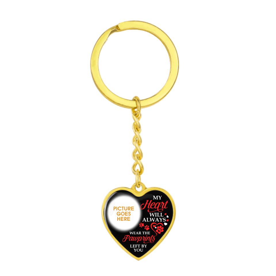 Personalized Memorial Heart Keychain My Heart Will Always Wear The Pawprints Left By You For Pet Custom Memorial Gift M532