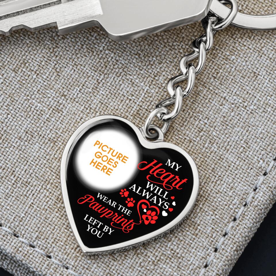 Personalized Memorial Heart Keychain My Heart Will Always Wear The Pawprints Left By You For Pet Custom Memorial Gift M532