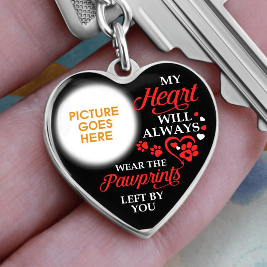 Personalized Memorial Heart Keychain My Heart Will Always Wear The Pawprints Left By You For Pet Custom Memorial Gift M532