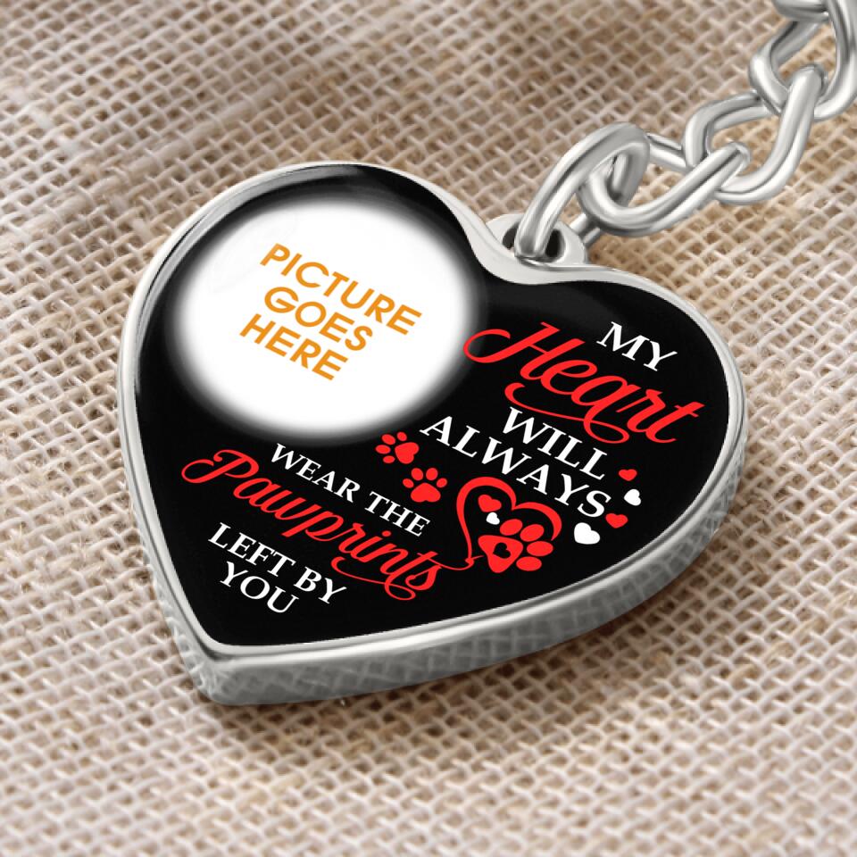 Personalized Memorial Heart Keychain My Heart Will Always Wear The Pawprints Left By You For Pet Custom Memorial Gift M532