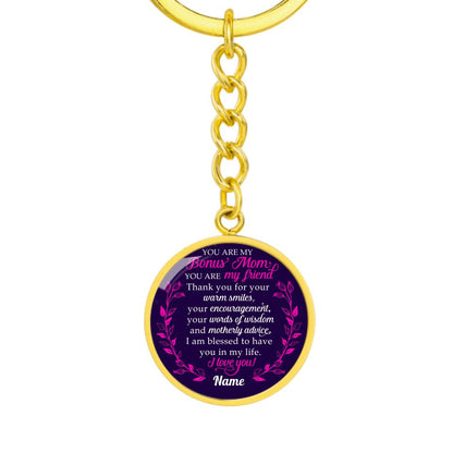 Personalized Mom Circle Keychain You Are My Bonus Mom Keychain Custom Mother's Day Gift F123