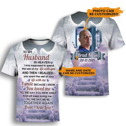 Personalized Memorial Shirt To My Husband In Heaven For Wife Loss Of Husband Custom Memorial Gift M534