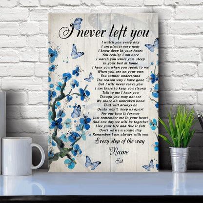 Personalized Memorial Portrait Canvas I Never Left You Butterfly Portrait Canvas For Dad Mom Custom Memorial Gift M06