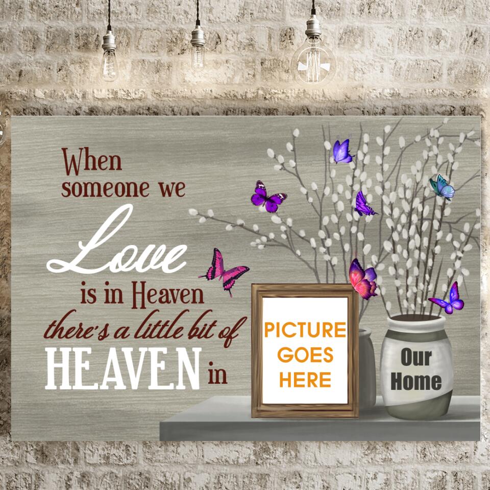 Personalized Memorial Landscape Canvas A Little Bit Of Heaven In Our Home Butterfly For Dad Mom Grandma Grandpa Custom Memorial Gift M25