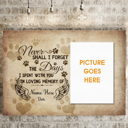 Personalized Dog Memorial Landscape Canvas Never Shall I Forget For Loss Of Pet Custom Memorial Gift M112