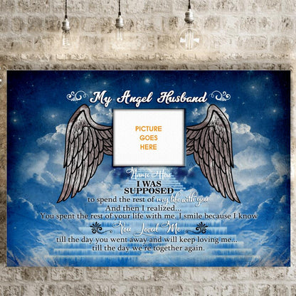 Personalized Memorial Landscape Canvas My Angel Husband Wings For Loss Of Husband Landscape Canvas Custom Memorial Gift M205