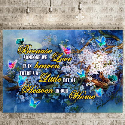 Perosnalized Memorial Landscape Canvas Because Someone We Love Butterfly Signs For Dad Mom Custom Memorial Gift M260