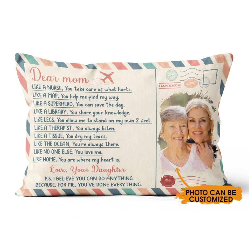 Personalized Mom Pillow Dear Mom Love Your Daughter Pillow 18x18 Custom Mother Day Gift F135