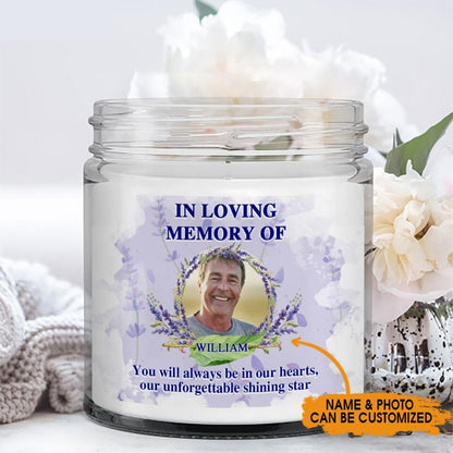 Personalized Memorial Soy Wax Candle In Loving Memory Always In Our Hearts Soy Wax Candle Custom Memorial Gift M546