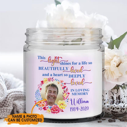 Personalized Memorial Soy Wax Candle This Light Shines Soy Wax Candle Custom Memorial Gift M561