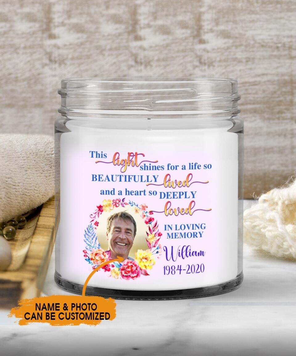 Personalized Memorial Soy Wax Candle This Light Shines Soy Wax Candle Custom Memorial Gift M561