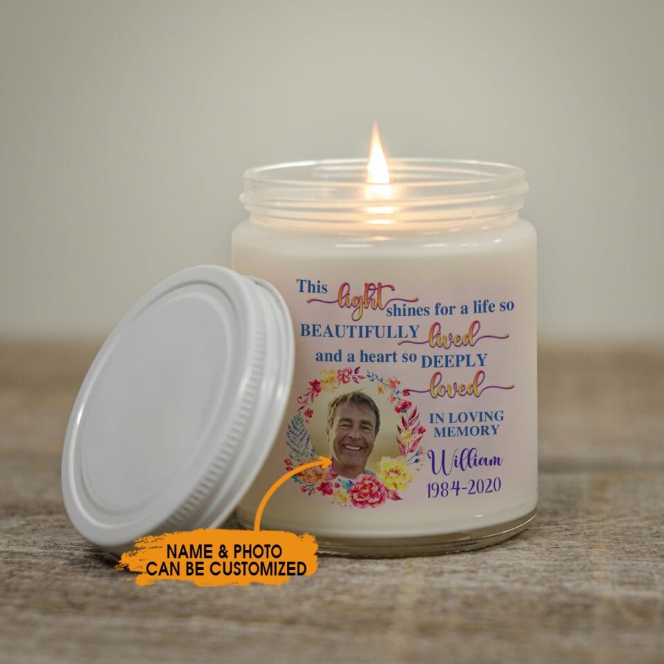 Personalized Memorial Soy Wax Candle This Light Shines Soy Wax Candle Custom Memorial Gift M561