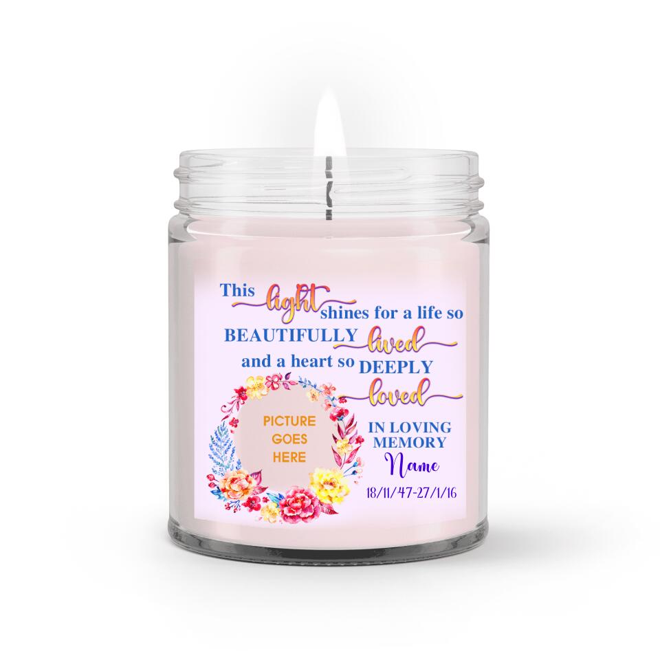 Personalized Memorial Soy Wax Candle This Light Shines Soy Wax Candle Custom Memorial Gift M561