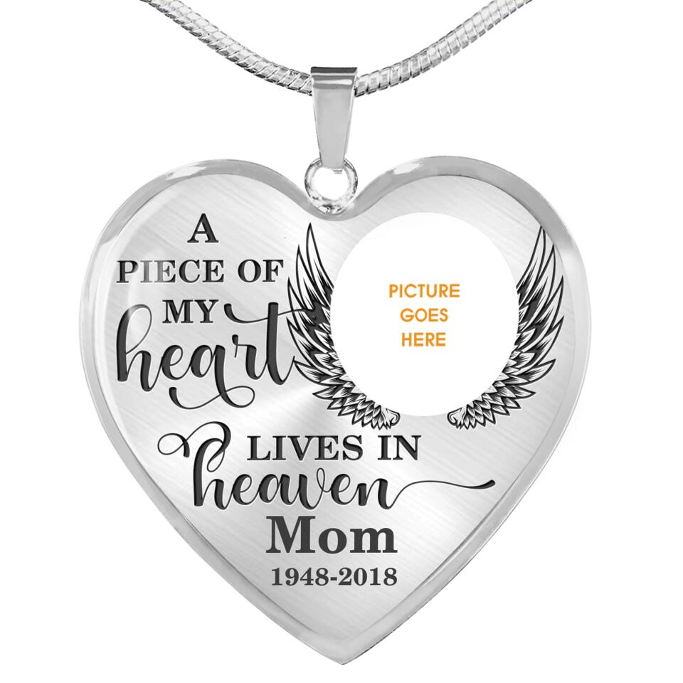 Personalized Memorial Heart Necklace A Peace Of My Heart For Mom Dad Grandma Daughter Son Custom Memorial Gift M547