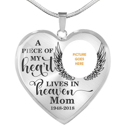 Personalized Memorial Heart Necklace A Peace Of My Heart For Mom Dad Grandma Daughter Son Custom Memorial Gift M547