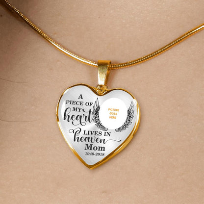 Personalized Memorial Heart Necklace A Peace Of My Heart For Mom Dad Grandma Daughter Son Custom Memorial Gift M547