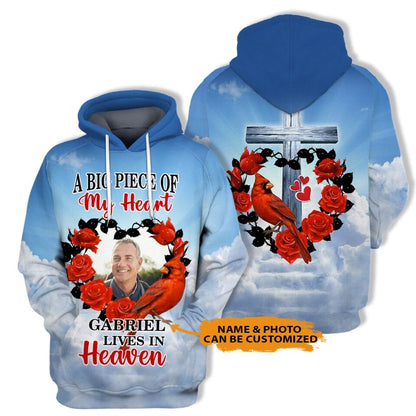 Personalized Memorial Hoodie A Pieace Of My Heart Lives In Heaven For Mom Dad Someone Custom Memorial Gift M564