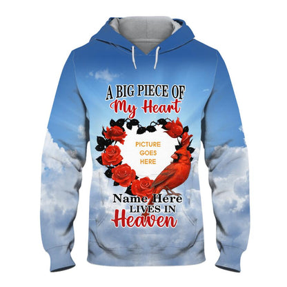 Personalized Memorial Hoodie A Pieace Of My Heart Lives In Heaven For Mom Dad Someone Custom Memorial Gift M564