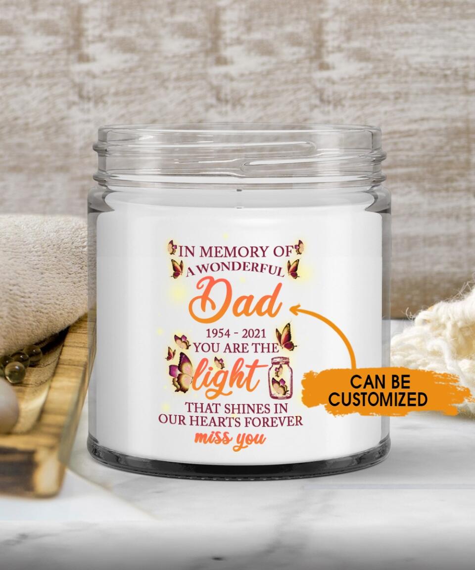 Personalized Memorial Soy Wax Candle In Memoty Of A Wonderful For Dad Mom Soy Wax Candle Custom Memorial Gift M579