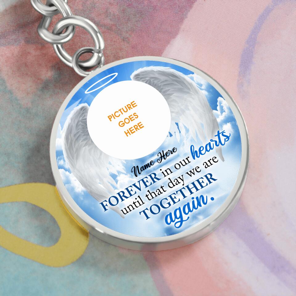 Personalized Memorial Circle Keychain Forever In Our Hearts For Mom Dad Someone Custom Memorial Gift M580