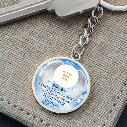 Personalized Memorial Circle Keychain Forever In Our Hearts For Mom Dad Someone Custom Memorial Gift M580