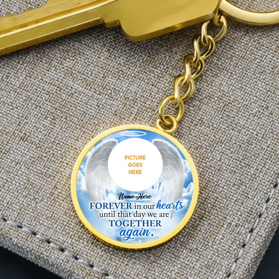 Personalized Memorial Circle Keychain Forever In Our Hearts For Mom Dad Someone Custom Memorial Gift M580