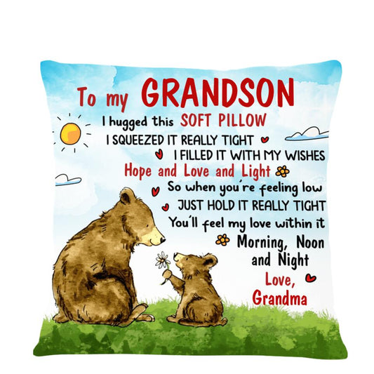 Personalized Family Pillow To My Grandson Granddaguhter Love Grandma Pillow 18x18 Custom Grandma Family Gift F160