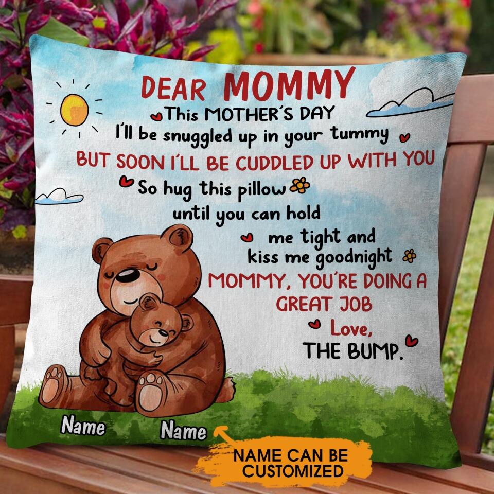 Personalized Mom Pillow Dear Mommy Elephant Dinosaur Bear Pillow 18x18 Custom Mother's Day Gift F162