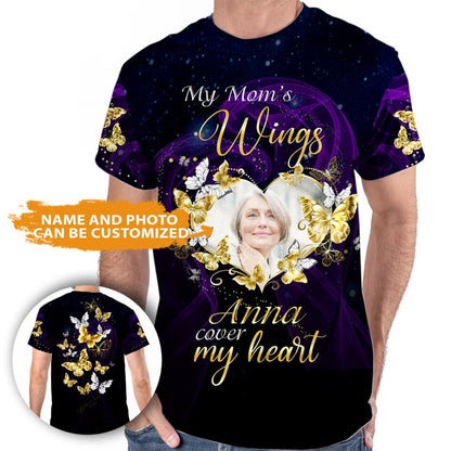 Personalized Memorial Shirt My Dad Mom Wings Cover My Heart For Daughter Son Custom Memorial Gift M602